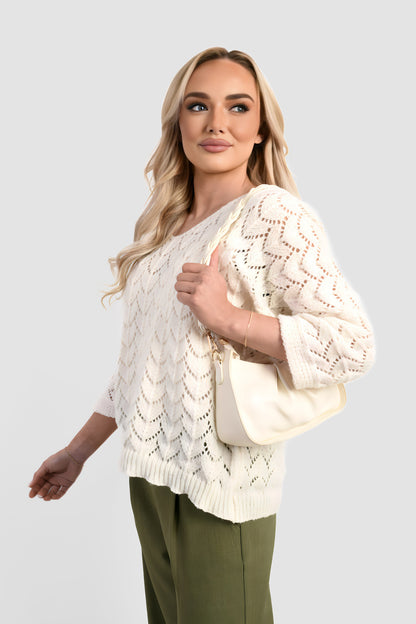 She Wears Glory™ Half Sleeve Chunky Cable Knit Jumper