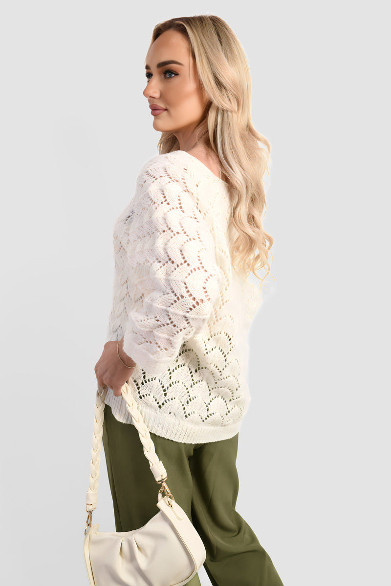 Half Sleeve Chunky Cable Knit Jumper - She Wears Glory Beverly Hills