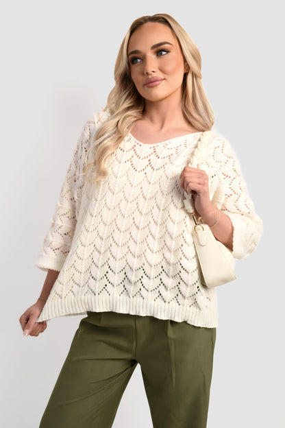 She Wears Glory™ Half Sleeve Chunky Cable Knit Jumper