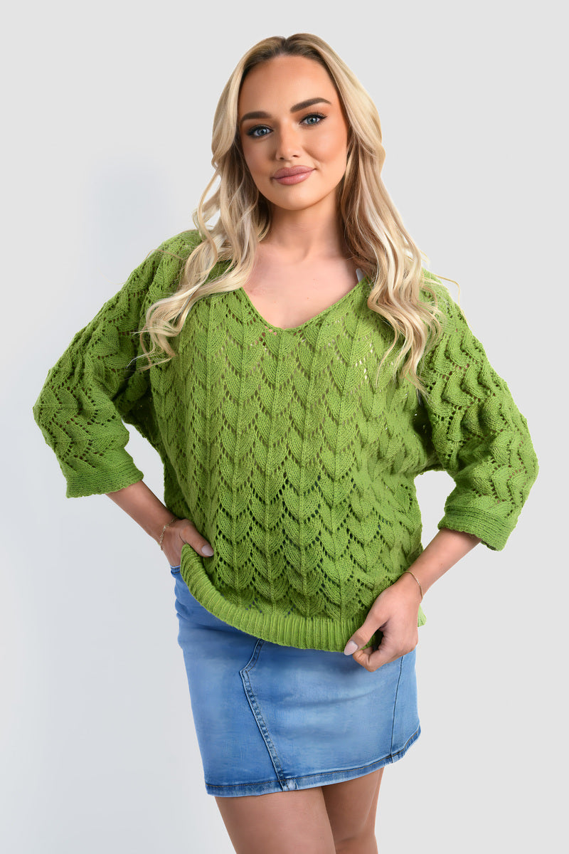 Half Sleeve Chunky Cable Knit Jumper - She Wears Glory Beverly Hills