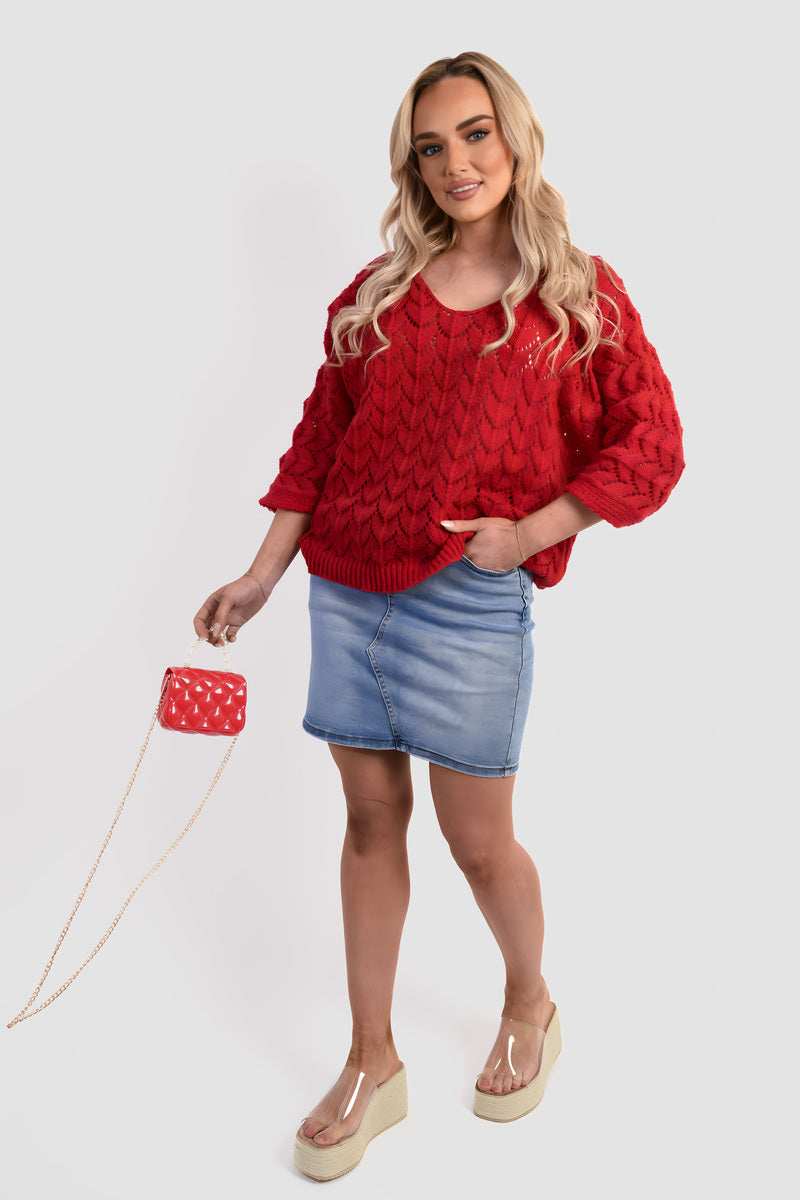 Half Sleeve Chunky Cable Knit Jumper - She Wears Glory Beverly Hills
