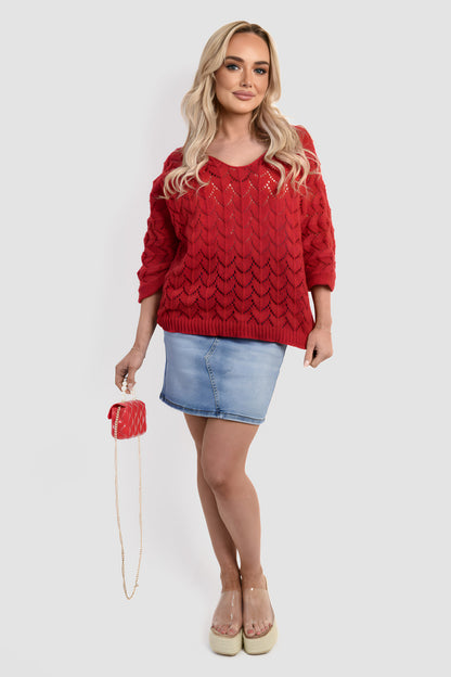 Half Sleeve Chunky Cable Knit Jumper - She Wears Glory Beverly Hills