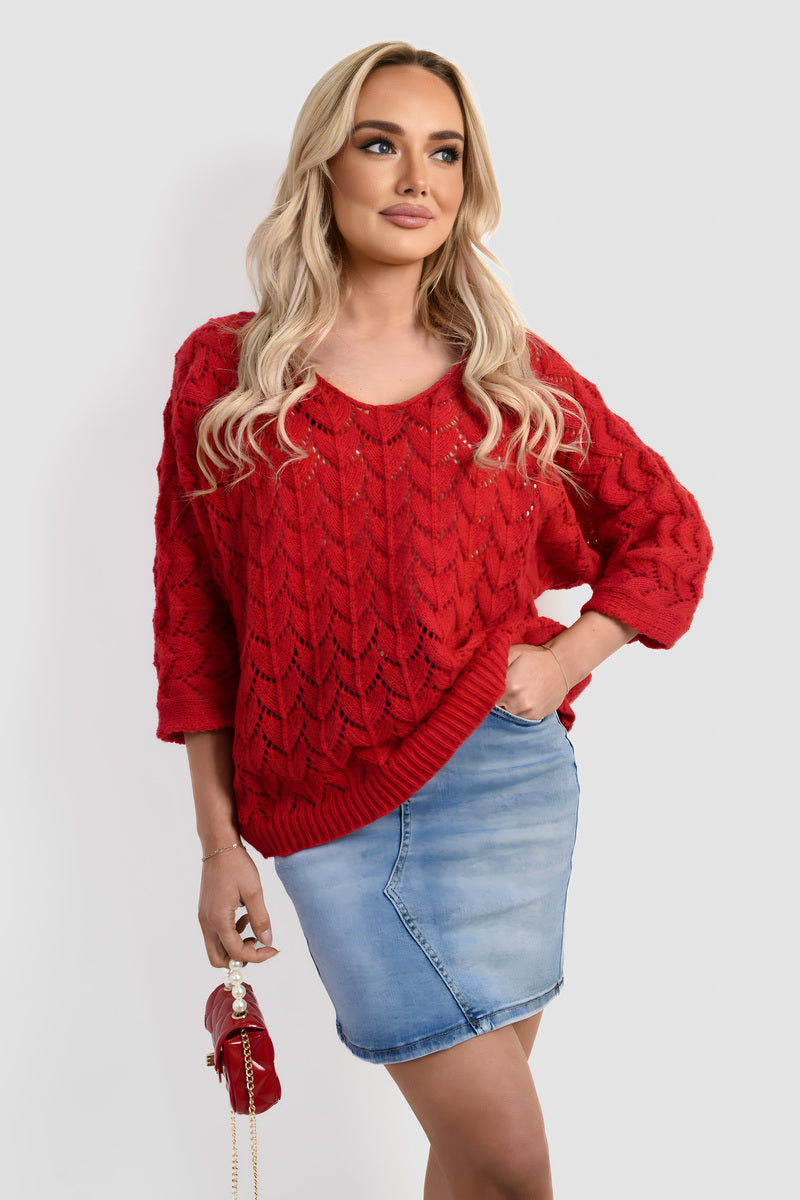Half Sleeve Chunky Cable Knit Jumper - She Wears Glory Beverly Hills
