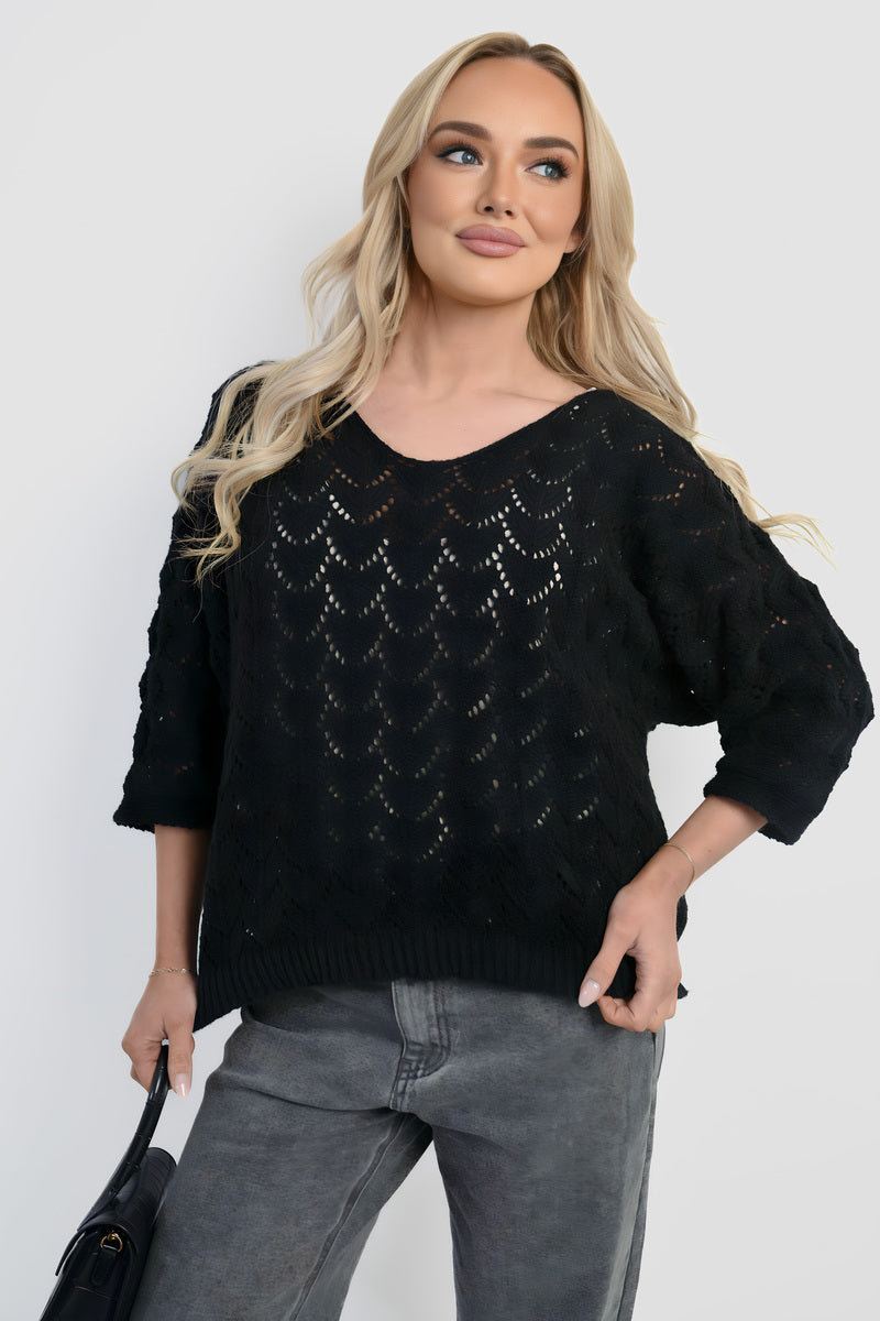 Half Sleeve Chunky Cable Knit Jumper - She Wears Glory Beverly Hills