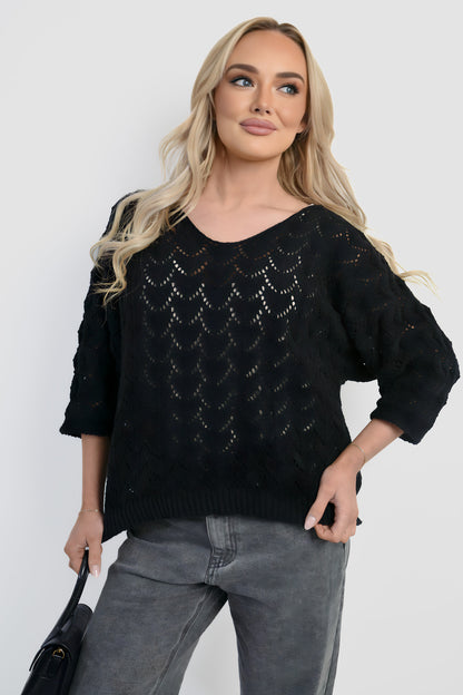 Half Sleeve Chunky Cable Knit Jumper - She Wears Glory Beverly Hills