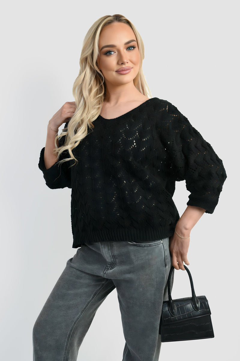 Half Sleeve Chunky Cable Knit Jumper - She Wears Glory Beverly Hills