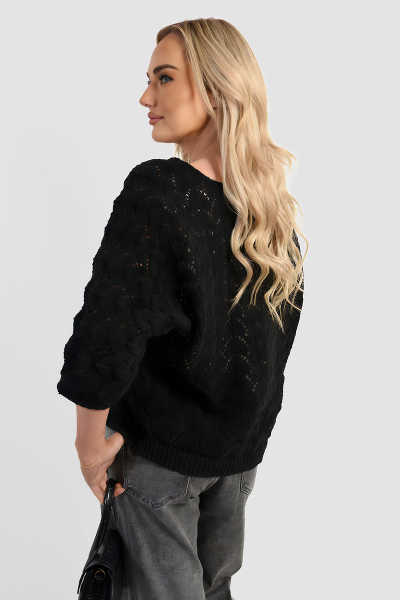 Half Sleeve Chunky Cable Knit Jumper - She Wears Glory Beverly Hills