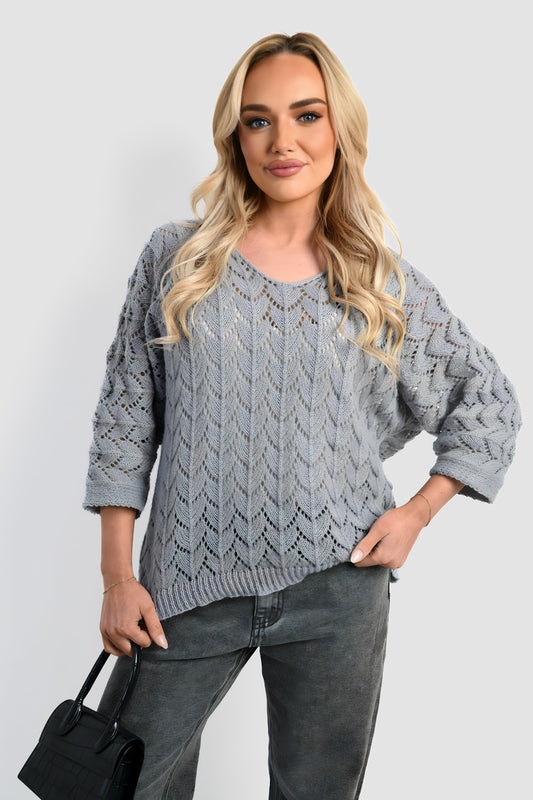 Half Sleeve Chunky Cable Knit Jumper - She Wears Glory Beverly Hills