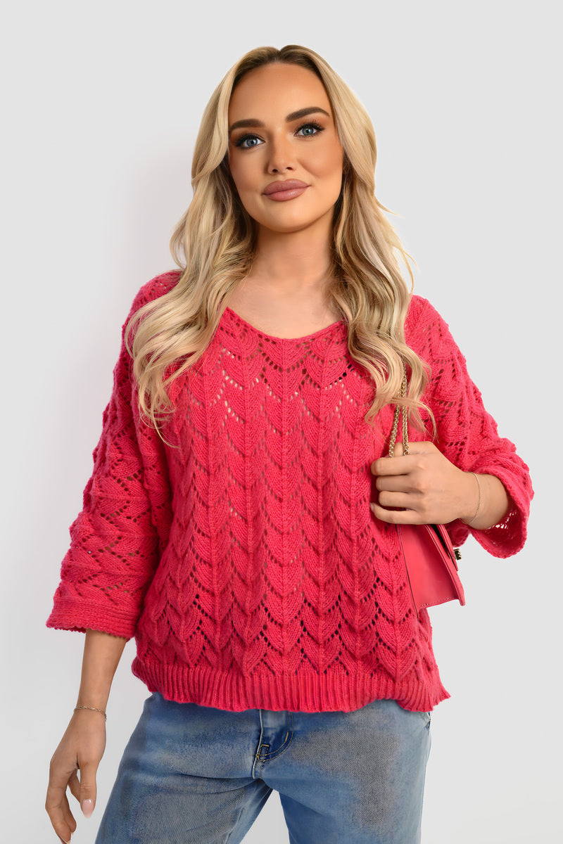 Half Sleeve Chunky Cable Knit Jumper - She Wears Glory Beverly Hills