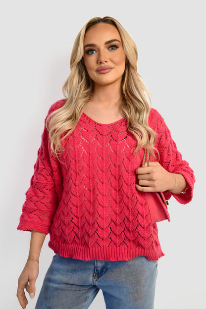 Half Sleeve Chunky Cable Knit Jumper - She Wears Glory Beverly Hills