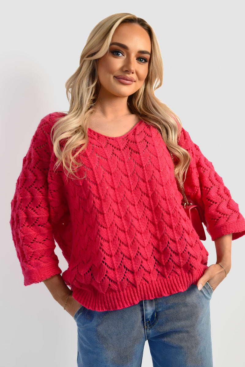 Half Sleeve Chunky Cable Knit Jumper - She Wears Glory Beverly Hills