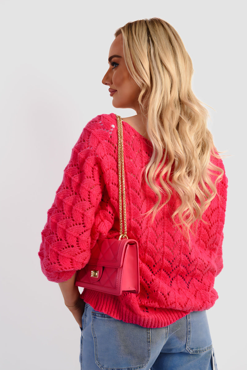 Half Sleeve Chunky Cable Knit Jumper - She Wears Glory Beverly Hills
