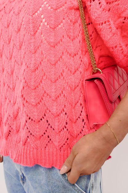 Half Sleeve Chunky Cable Knit Jumper - She Wears Glory Beverly Hills