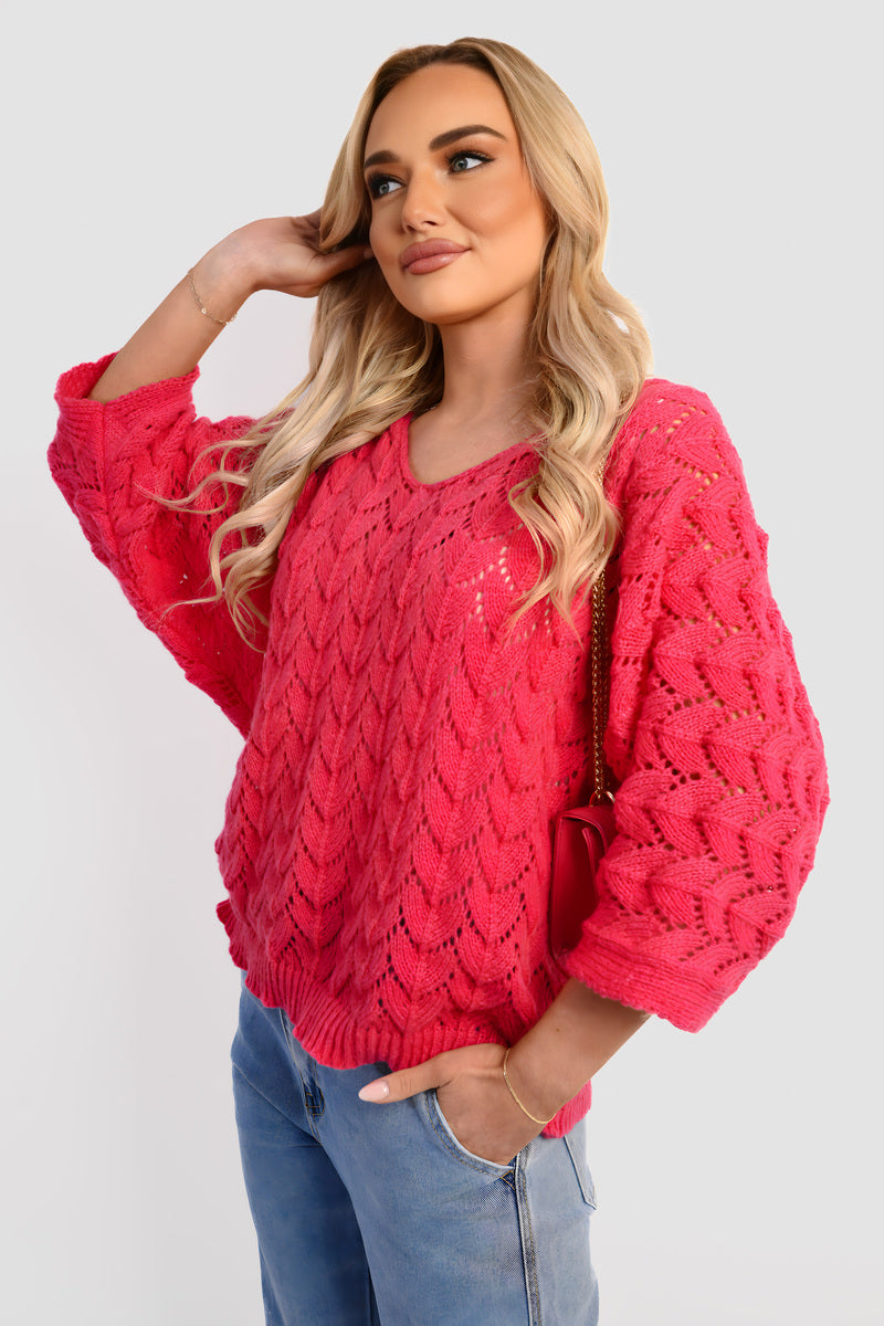 Half Sleeve Chunky Cable Knit Jumper - She Wears Glory Beverly Hills