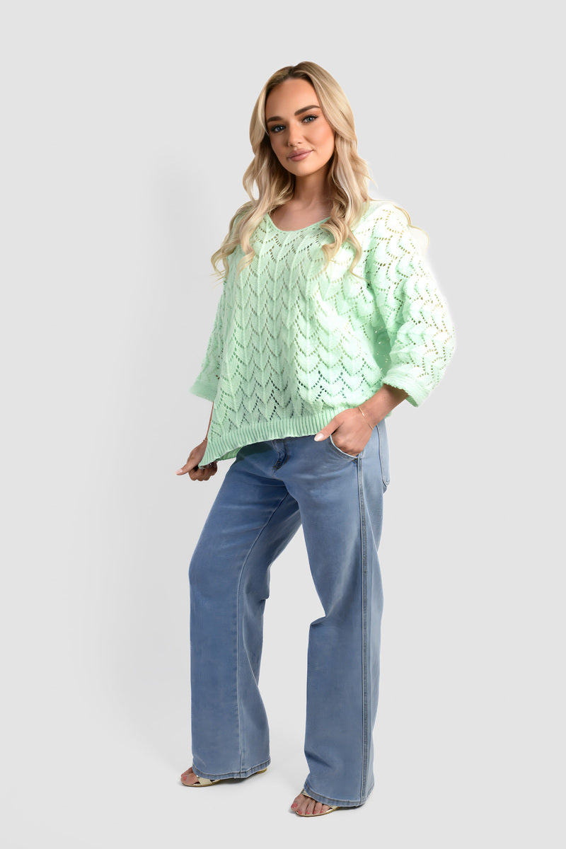 Half Sleeve Chunky Cable Knit Jumper - She Wears Glory Beverly Hills