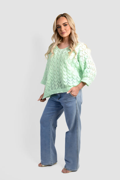 Half Sleeve Chunky Cable Knit Jumper - She Wears Glory Beverly Hills