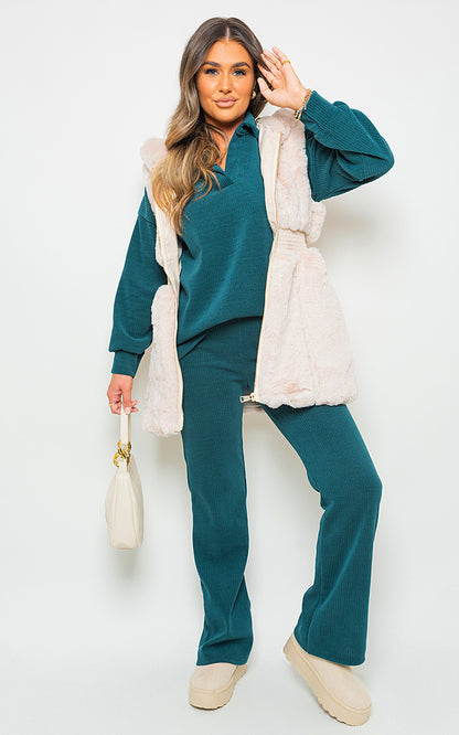 She Wears Glory™ Faux Fur Zip Up Gilet