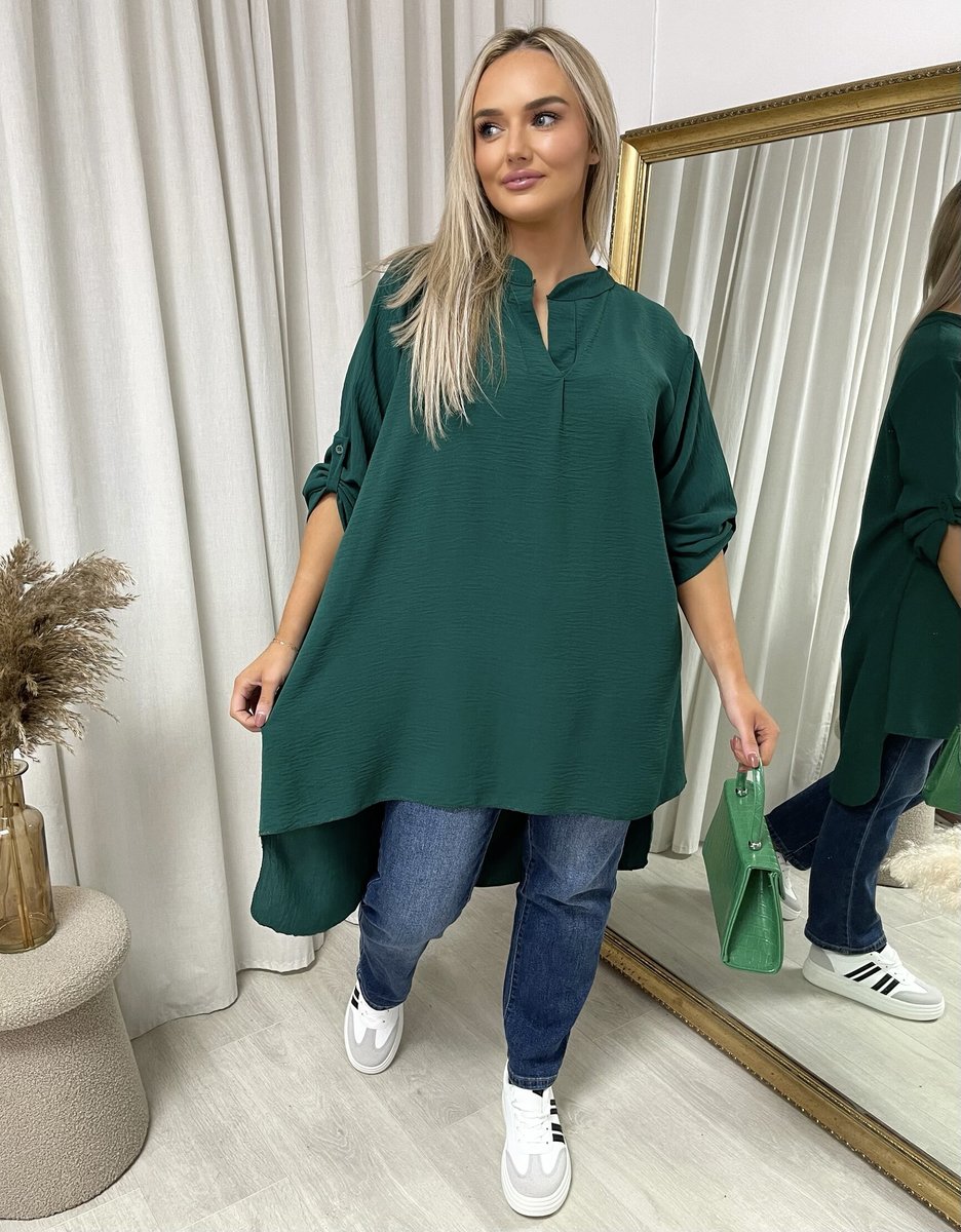 Long Back Roll Up Sleeve Loose Fit Top - She Wears Glory Beverly Hills