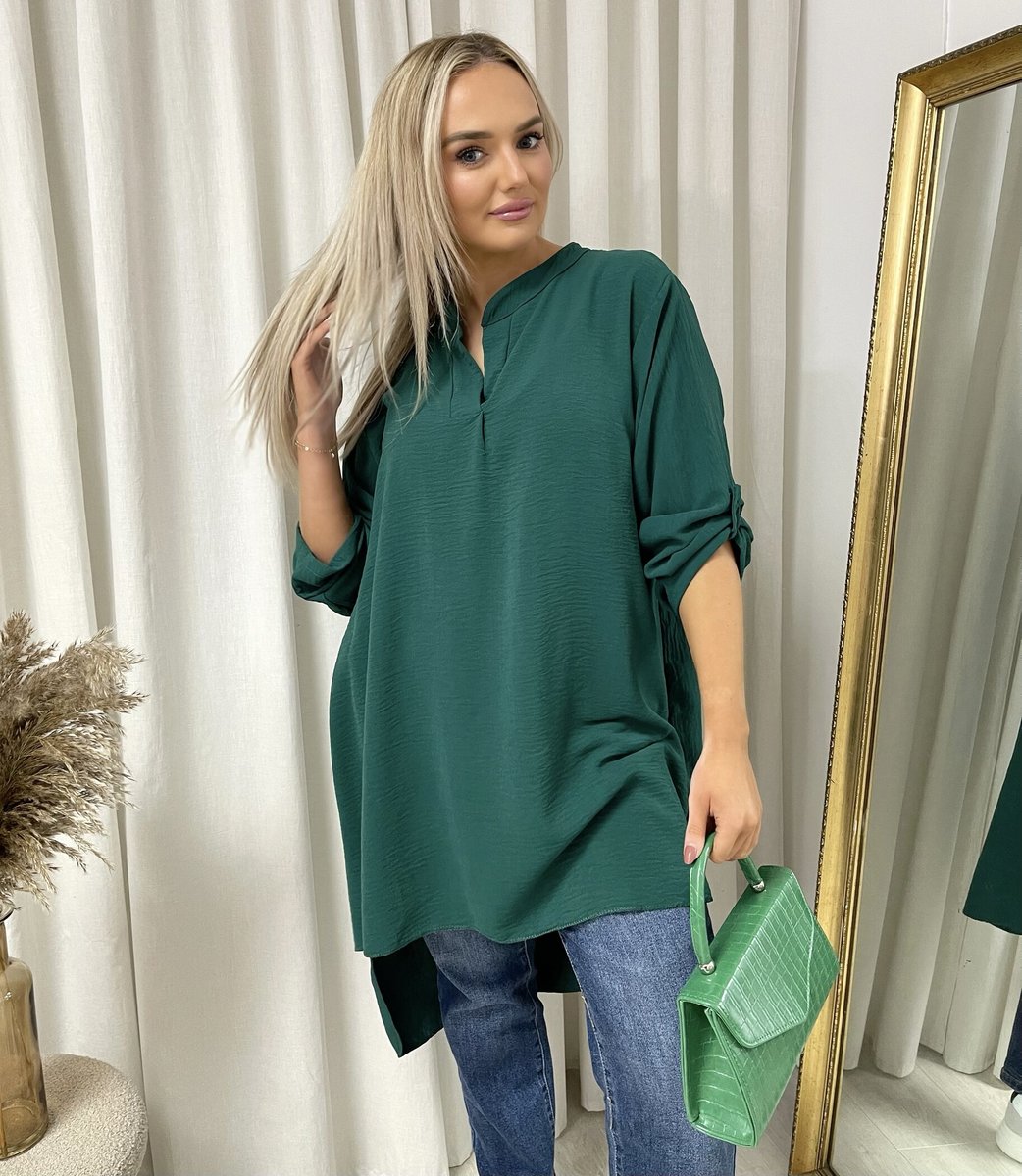 Long Back Roll Up Sleeve Loose Fit Top - She Wears Glory Beverly Hills