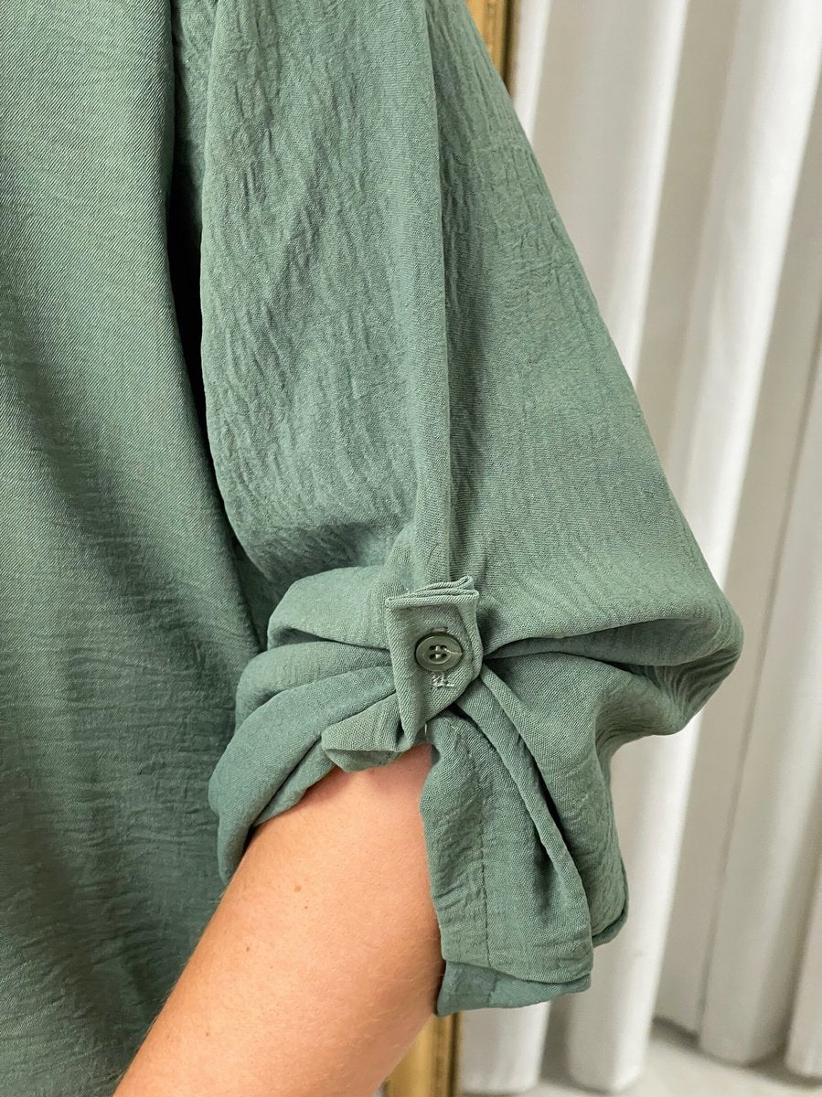 Long Back Roll Up Sleeve Loose Fit Top - She Wears Glory Beverly Hills