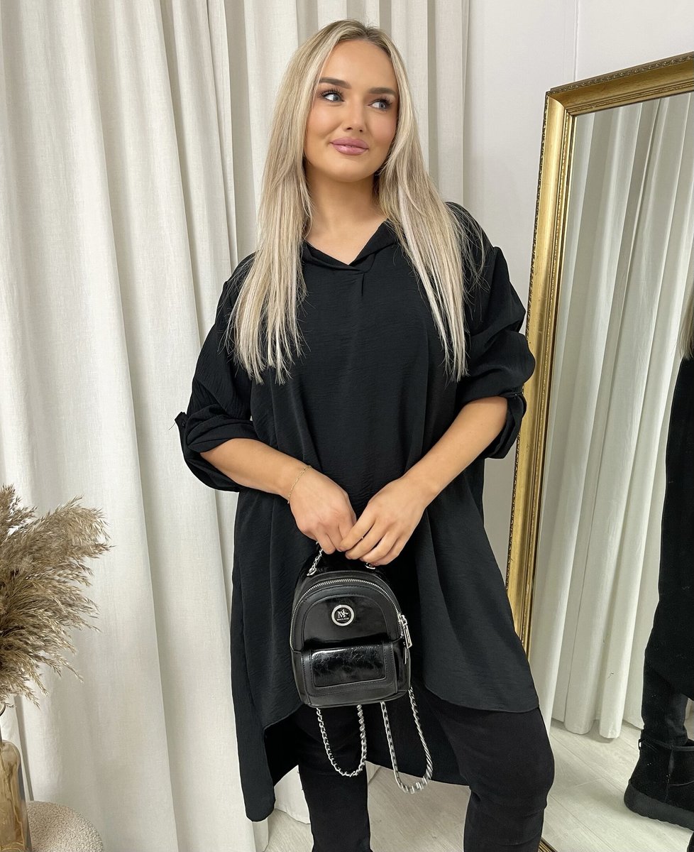 Long Back Roll Up Sleeve Loose Fit Top - She Wears Glory Beverly Hills