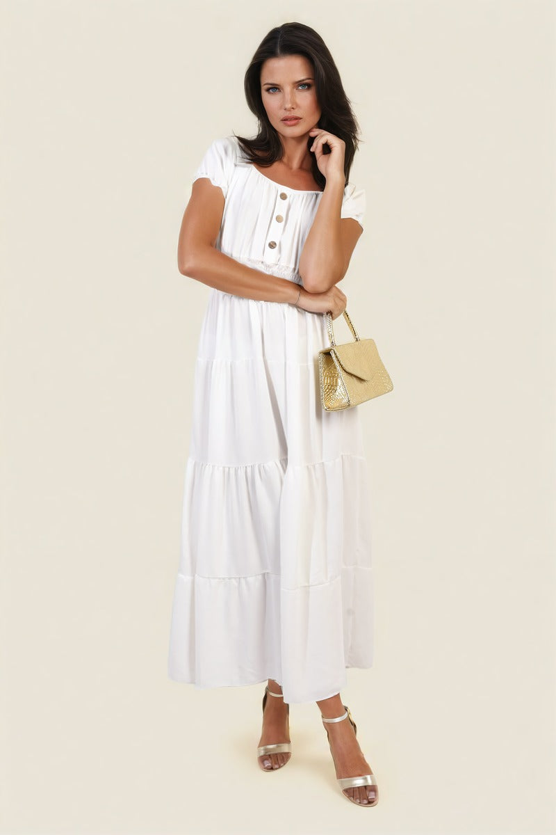 She Wears Glory™ Smocked Waist Tiered Midi Dress