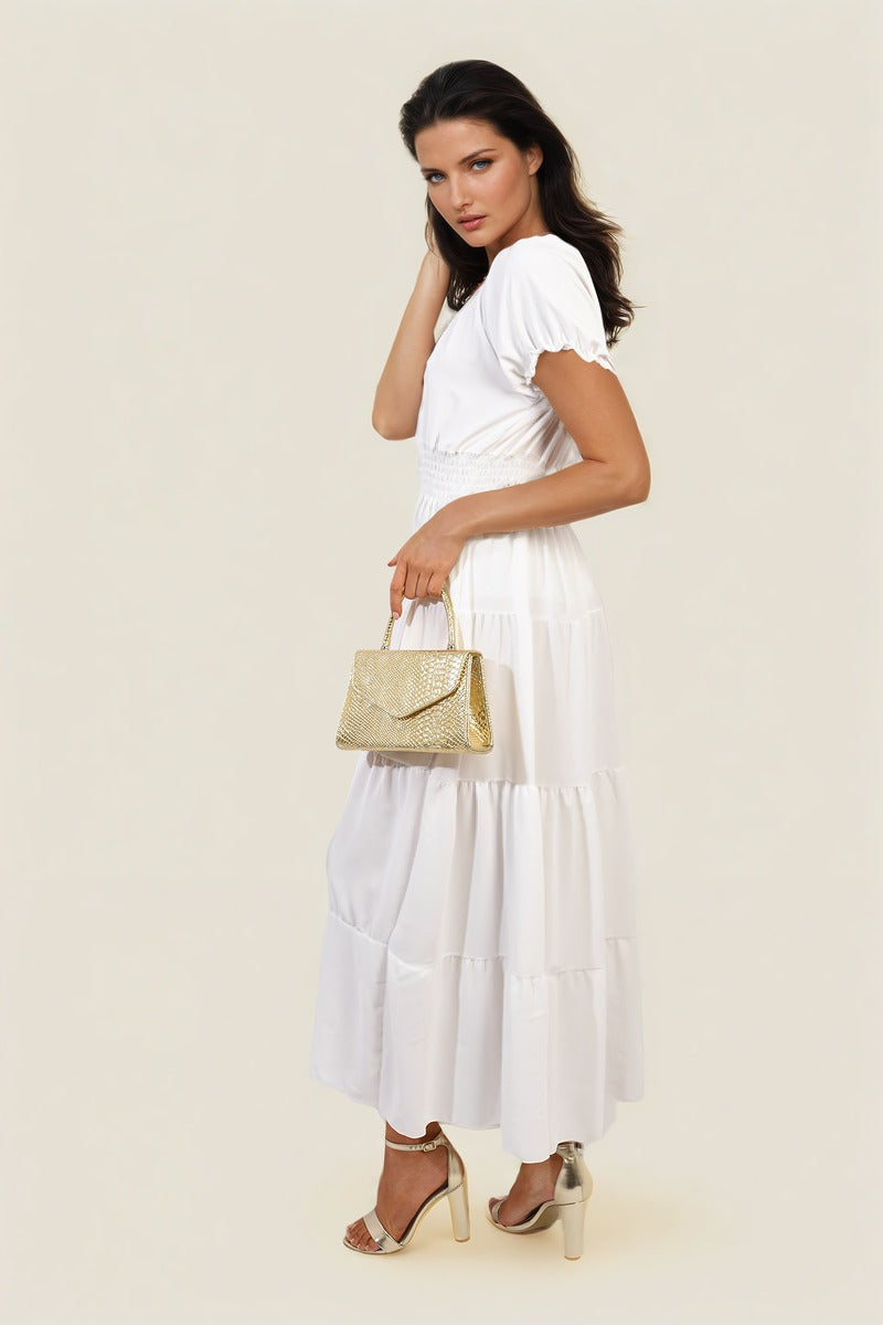 She Wears Glory™ Smocked Waist Tiered Midi Dress