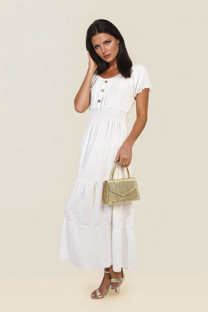She Wears Glory™ Smocked Waist Tiered Midi Dress