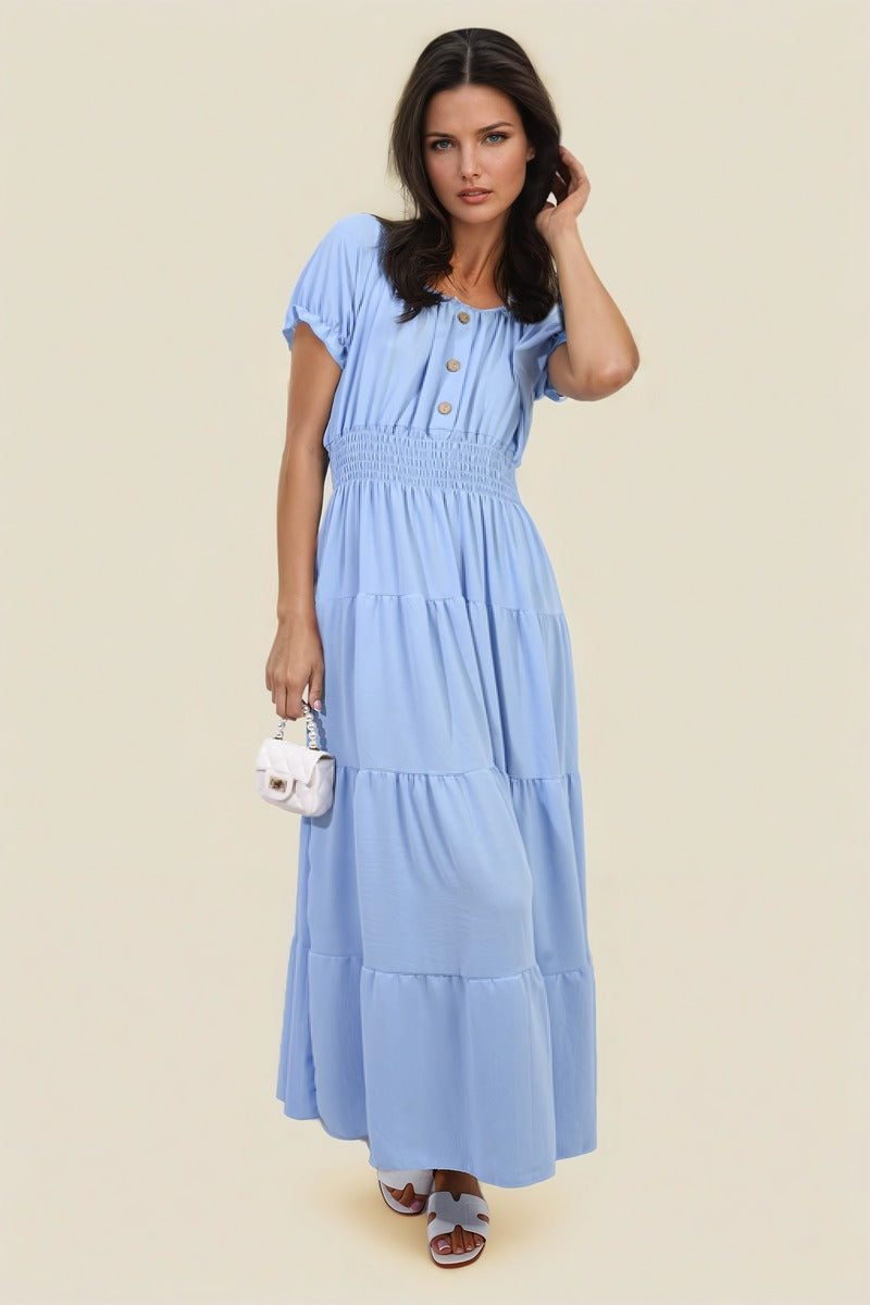 She Wears Glory™ Smocked Waist Tiered Midi Dress