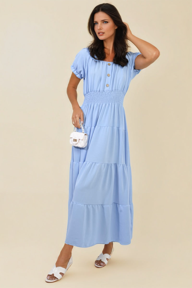 She Wears Glory™ Smocked Waist Tiered Midi Dress