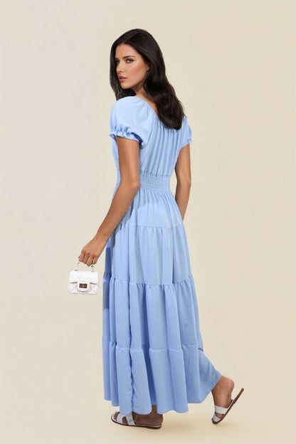 She Wears Glory™ Smocked Waist Tiered Midi Dress