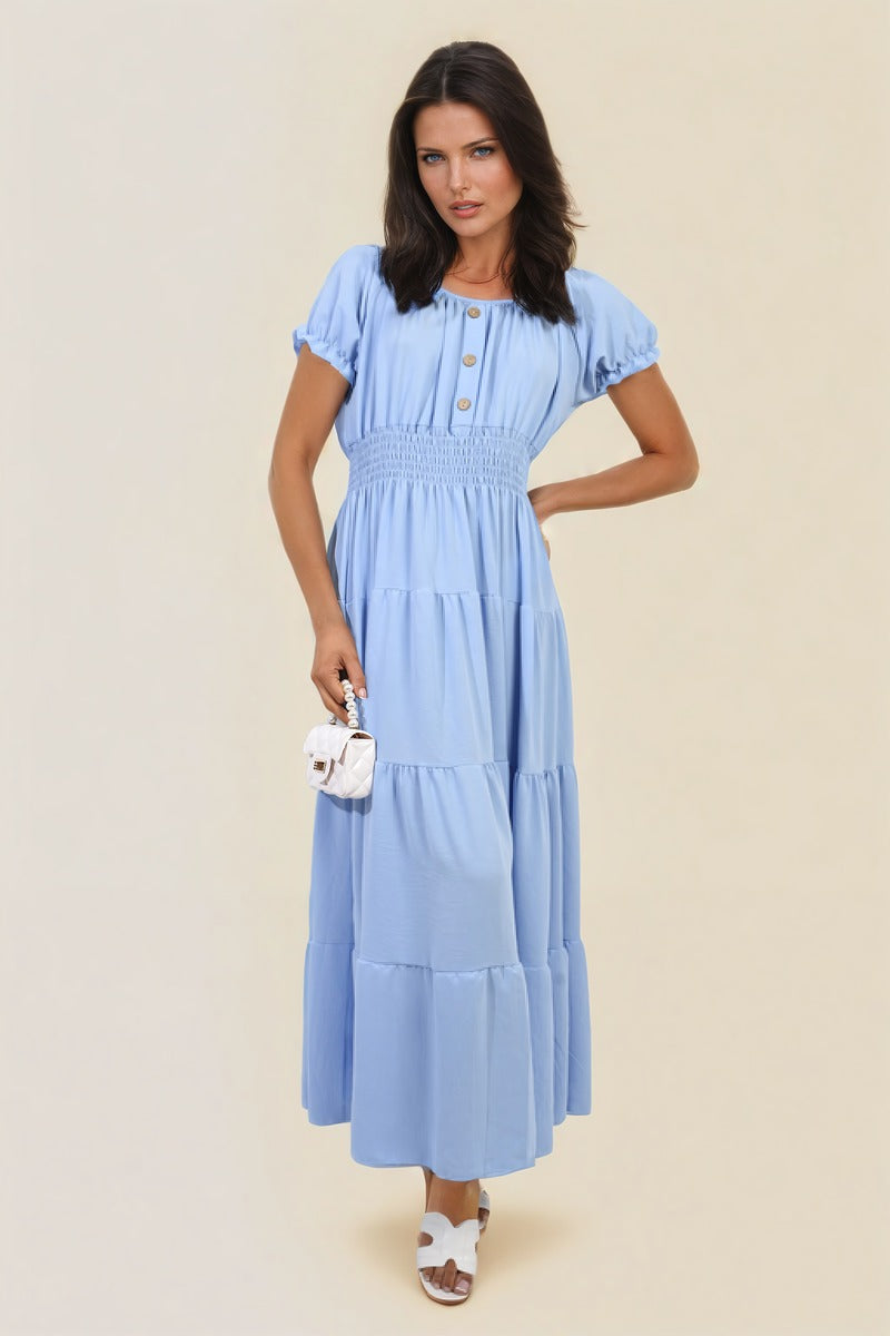 She Wears Glory™ Smocked Waist Tiered Midi Dress