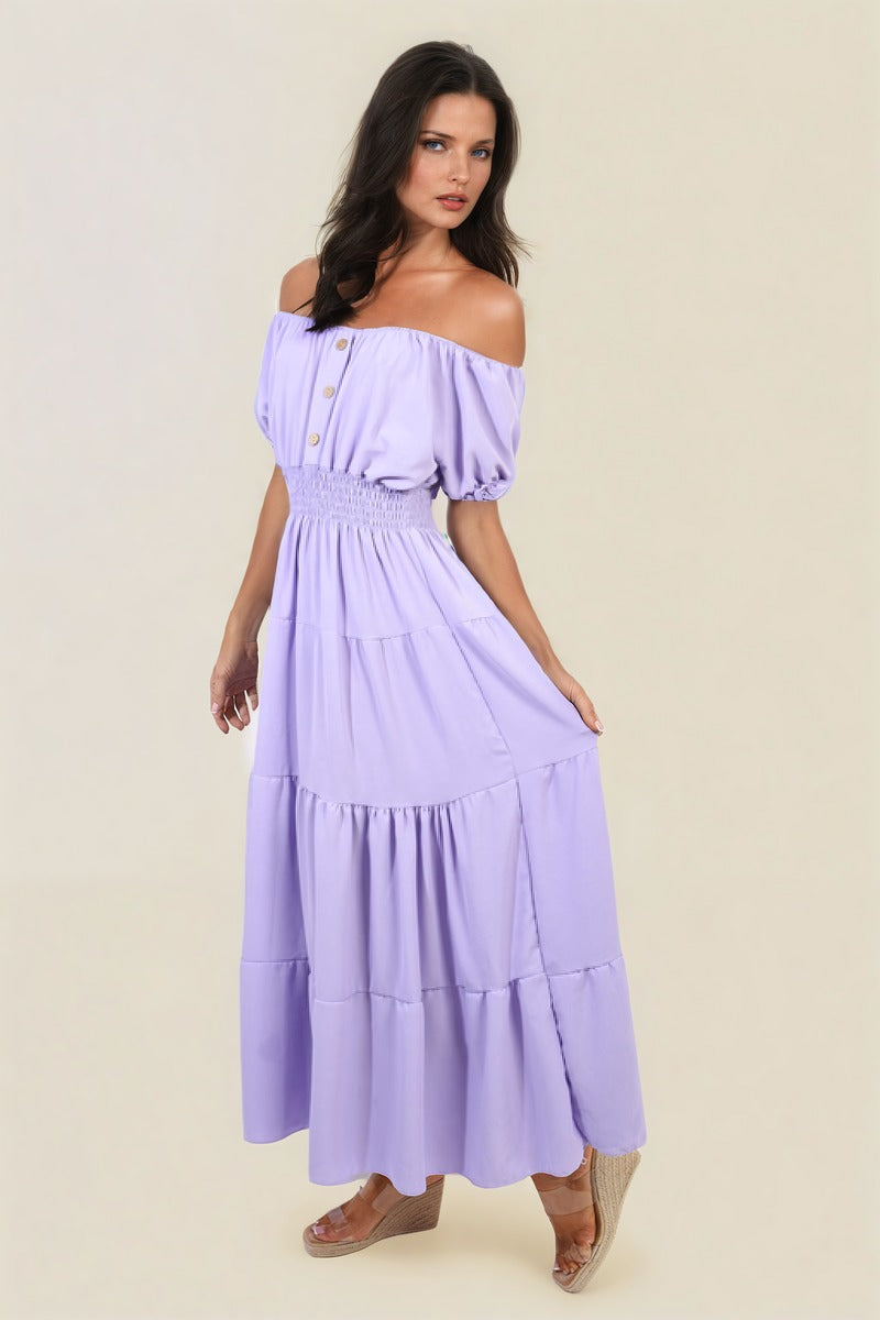 She Wears Glory™ Smocked Waist Tiered Midi Dress