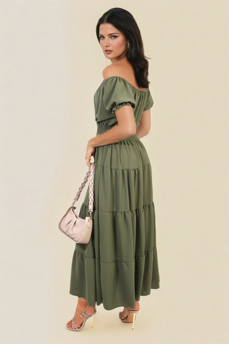 She Wears Glory™ Smocked Waist Tiered Midi Dress