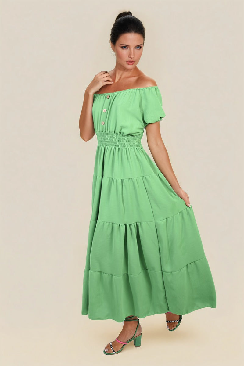 She Wears Glory™ Smocked Waist Tiered Midi Dress
