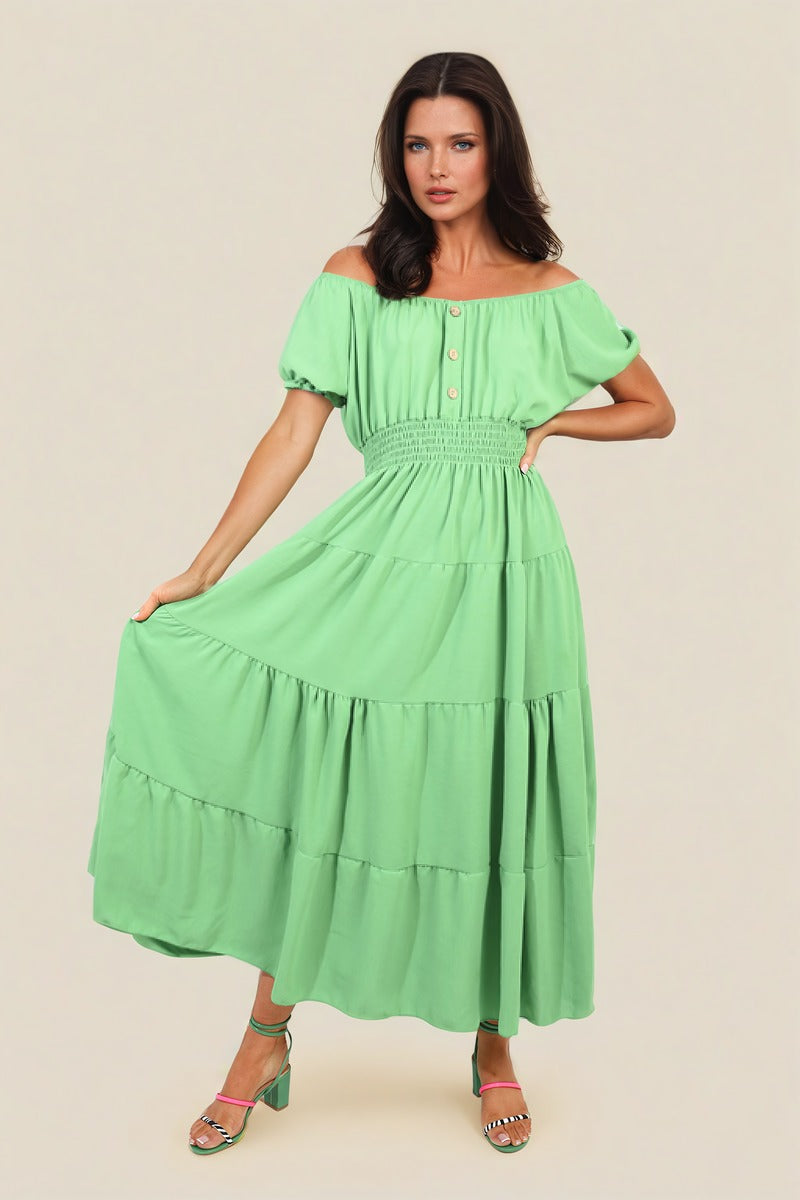 She Wears Glory™ Smocked Waist Tiered Midi Dress