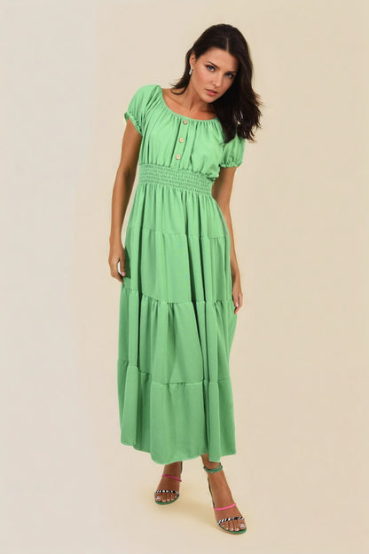 She Wears Glory™ Smocked Waist Tiered Midi Dress