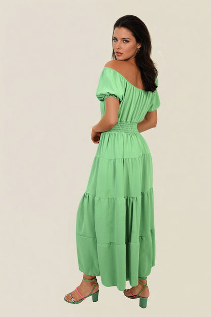 She Wears Glory™ Smocked Waist Tiered Midi Dress