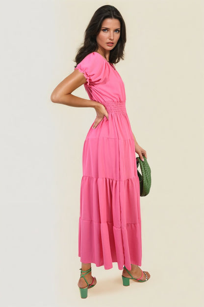 She Wears Glory™ Smocked Waist Tiered Midi Dress