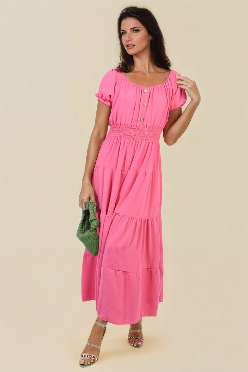 She Wears Glory™ Smocked Waist Tiered Midi Dress