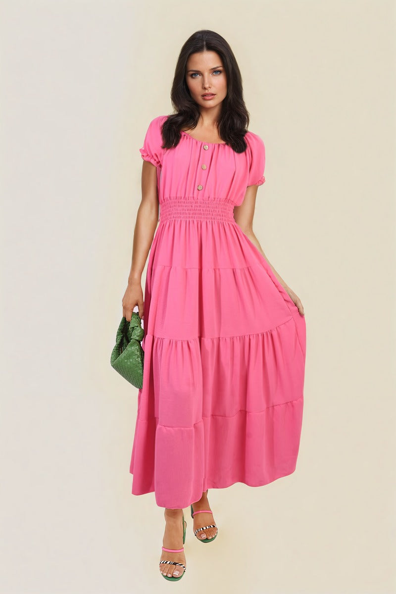 She Wears Glory™ Smocked Waist Tiered Midi Dress