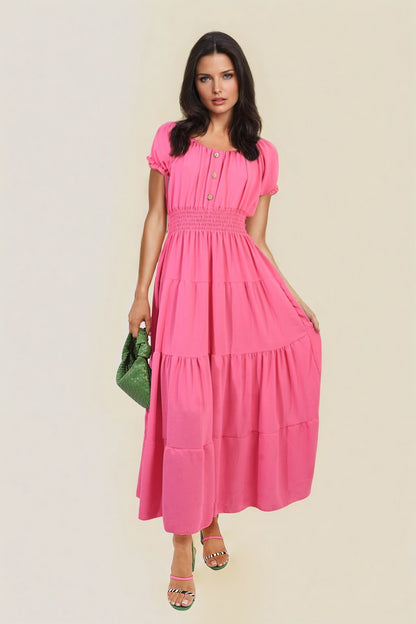 She Wears Glory™ Smocked Waist Tiered Midi Dress