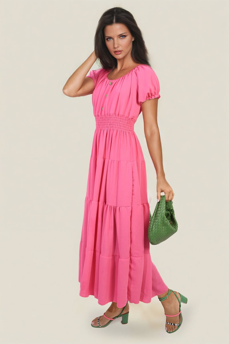 She Wears Glory™ Smocked Waist Tiered Midi Dress