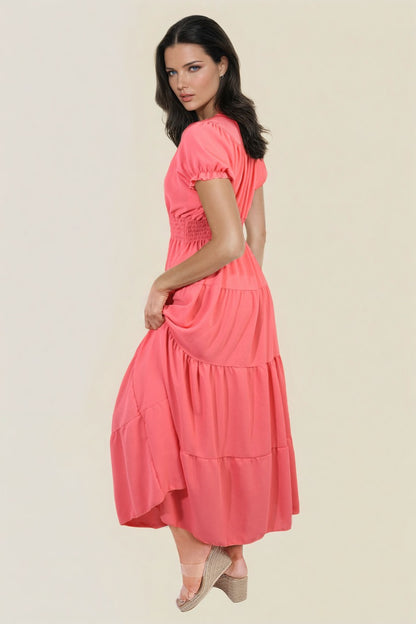 She Wears Glory™ Smocked Waist Tiered Midi Dress