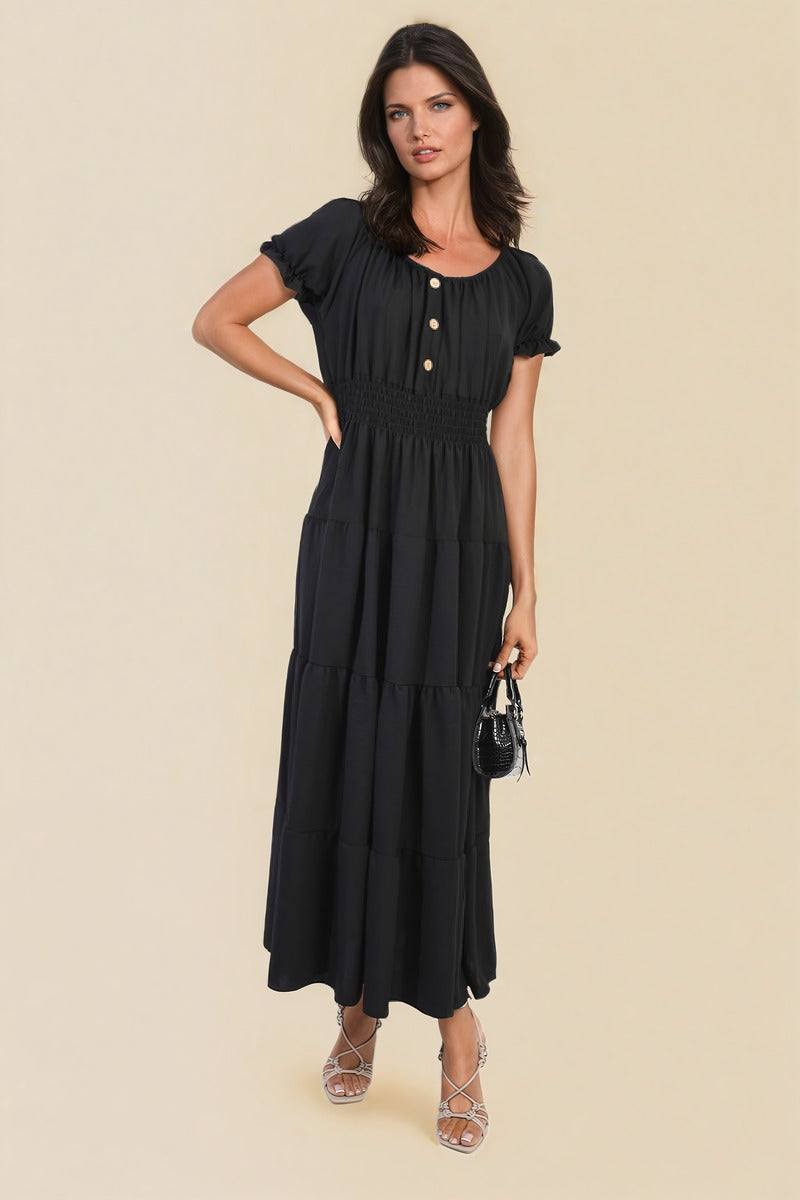 She Wears Glory™ Smocked Waist Tiered Midi Dress