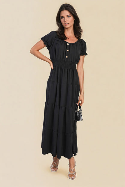 She Wears Glory™ Smocked Waist Tiered Midi Dress