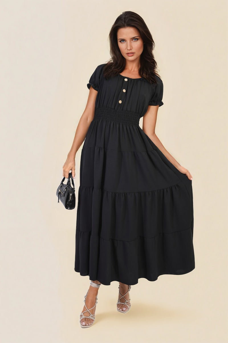 She Wears Glory™ Smocked Waist Tiered Midi Dress