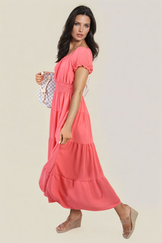 She Wears Glory™ Smocked Waist Tiered Midi Dress