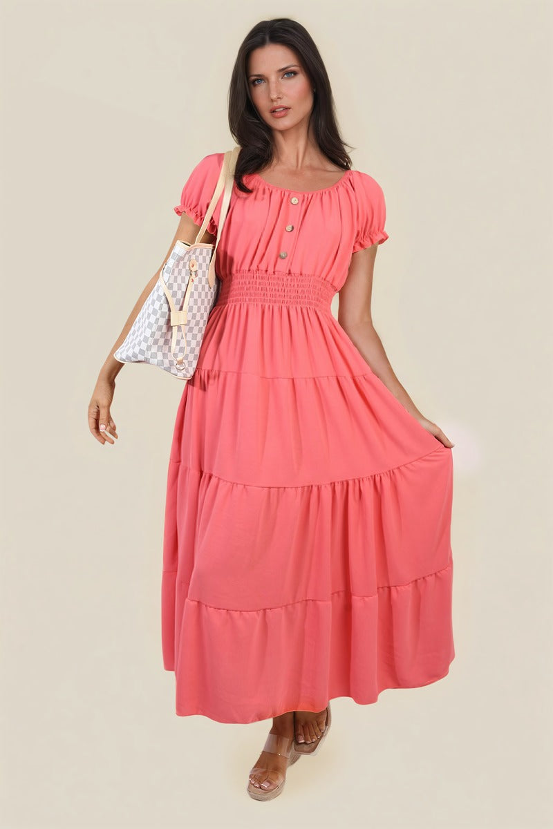 She Wears Glory™ Smocked Waist Tiered Midi Dress