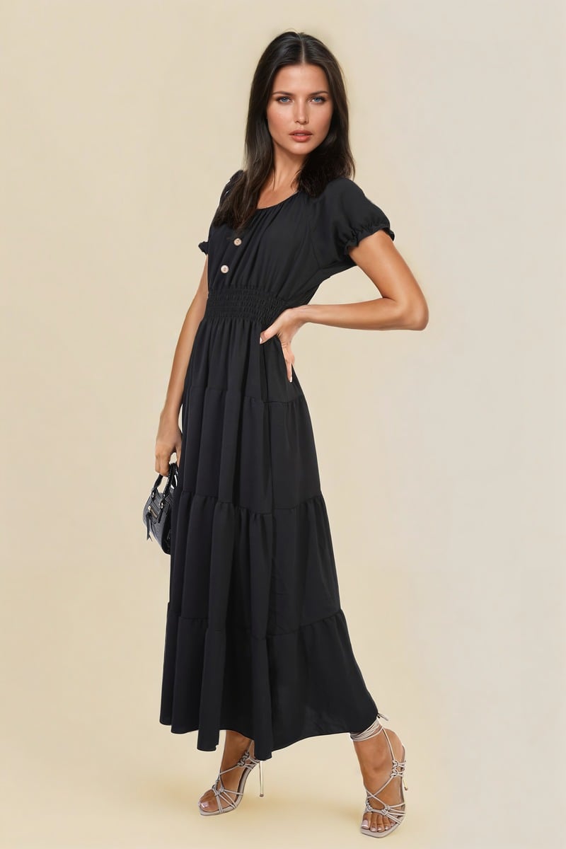She Wears Glory™ Smocked Waist Tiered Midi Dress